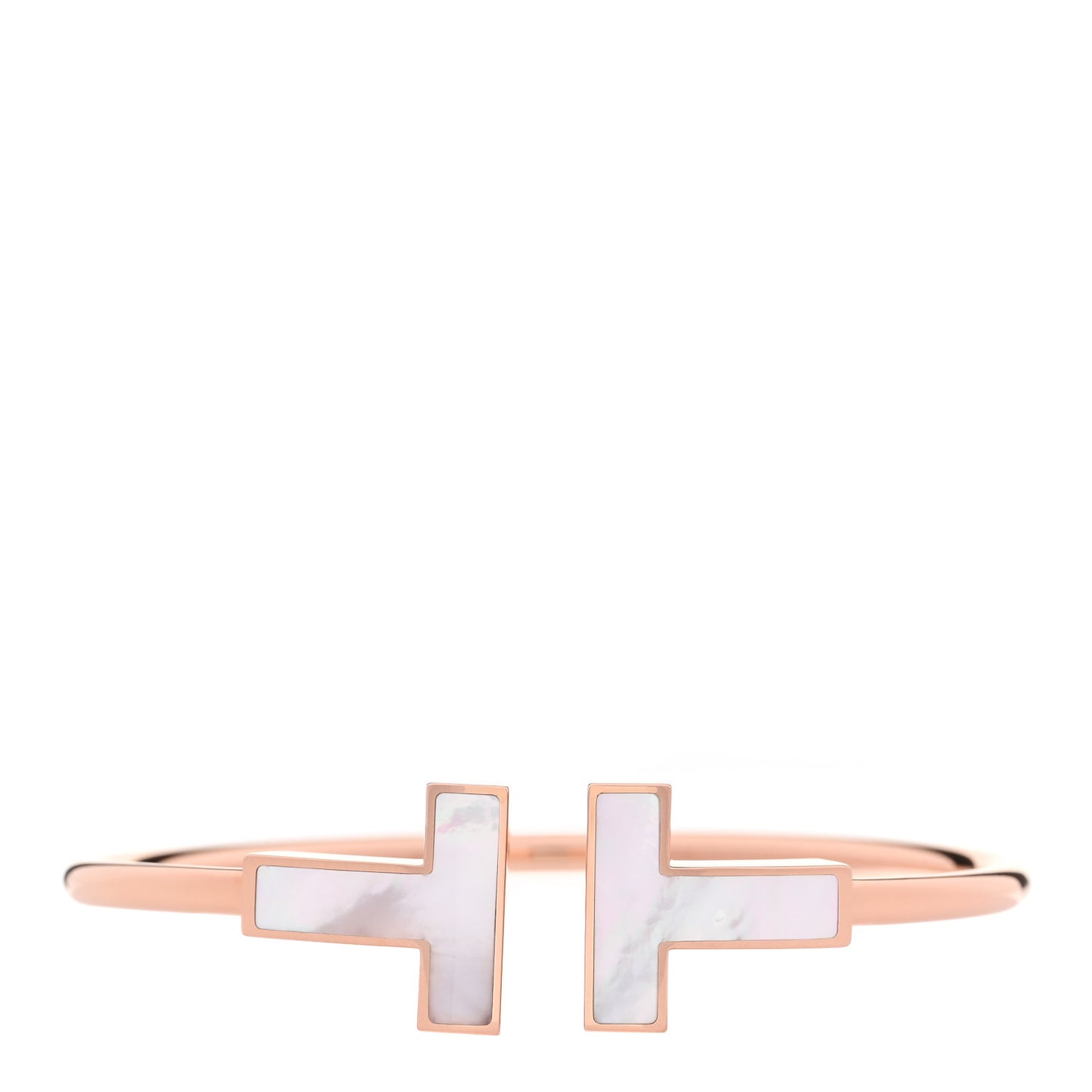 18K Rose Gold Mother of Pearl Wide T Wire Bracelet