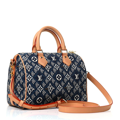 Louis Vuitton Jacquard Since 1854 Speedy Bandouliere 25 Blue 2 of 4