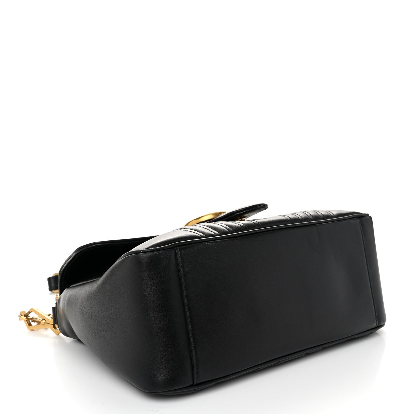 Calfskin Matelasse Small GG Marmont Top Handle Shoulder Bag Black