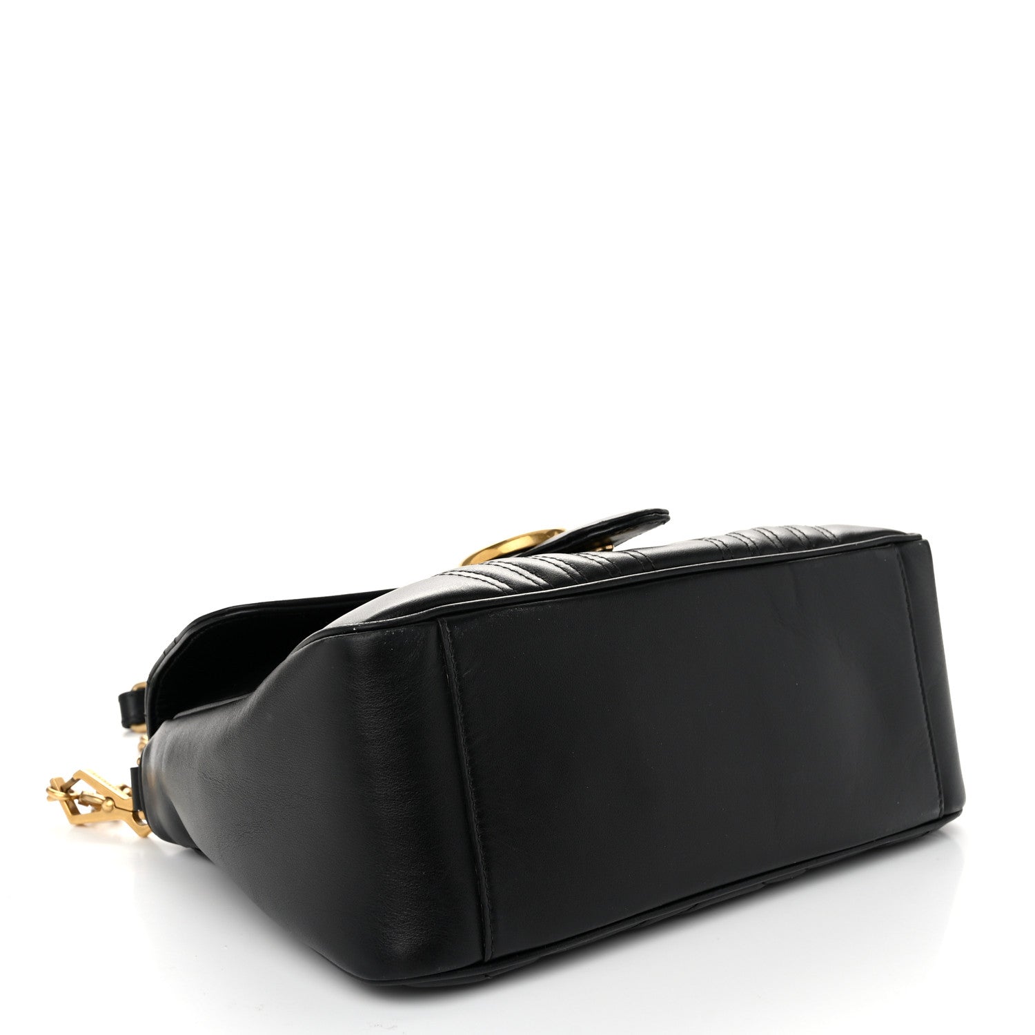 Gucci Calfskin Matelasse Small GG Marmont Top Handle Shoulder Bag Black 4 of 11