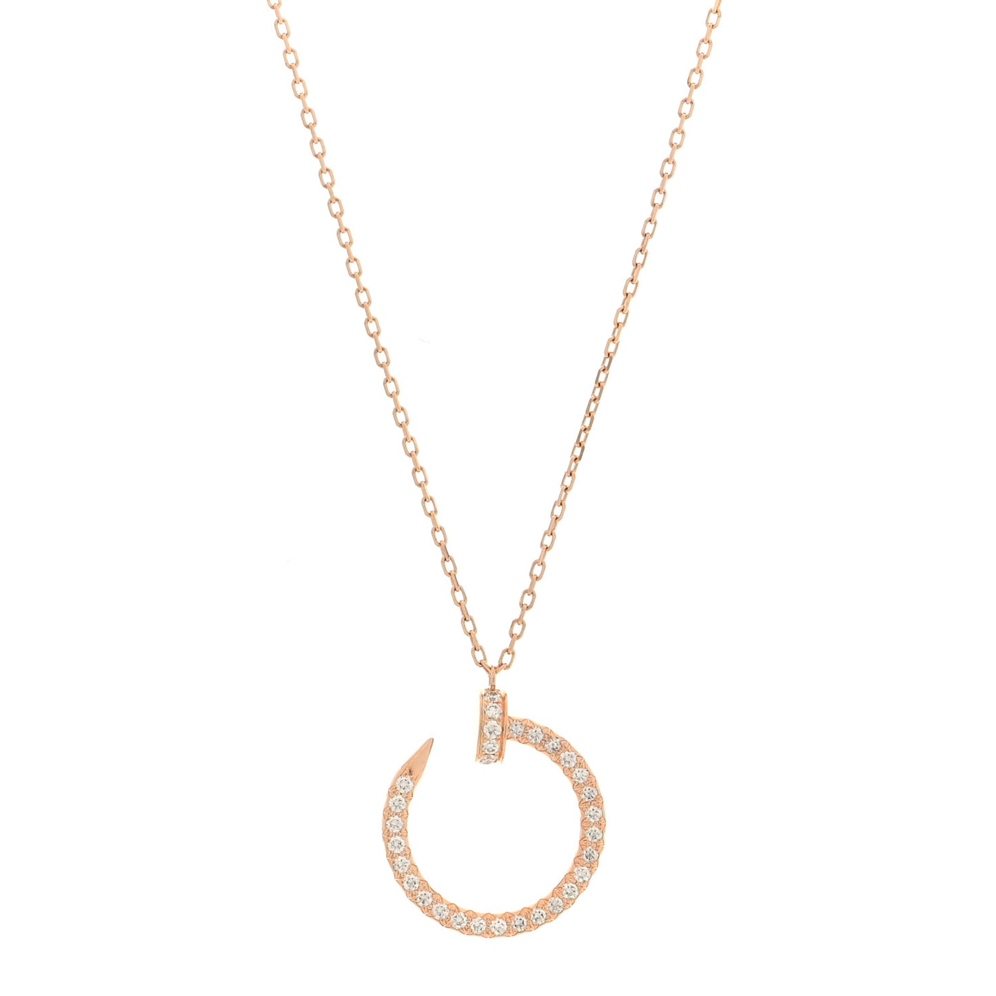 18K Pink Gold Diamond Juste Un Clou Paved Pendant Necklace