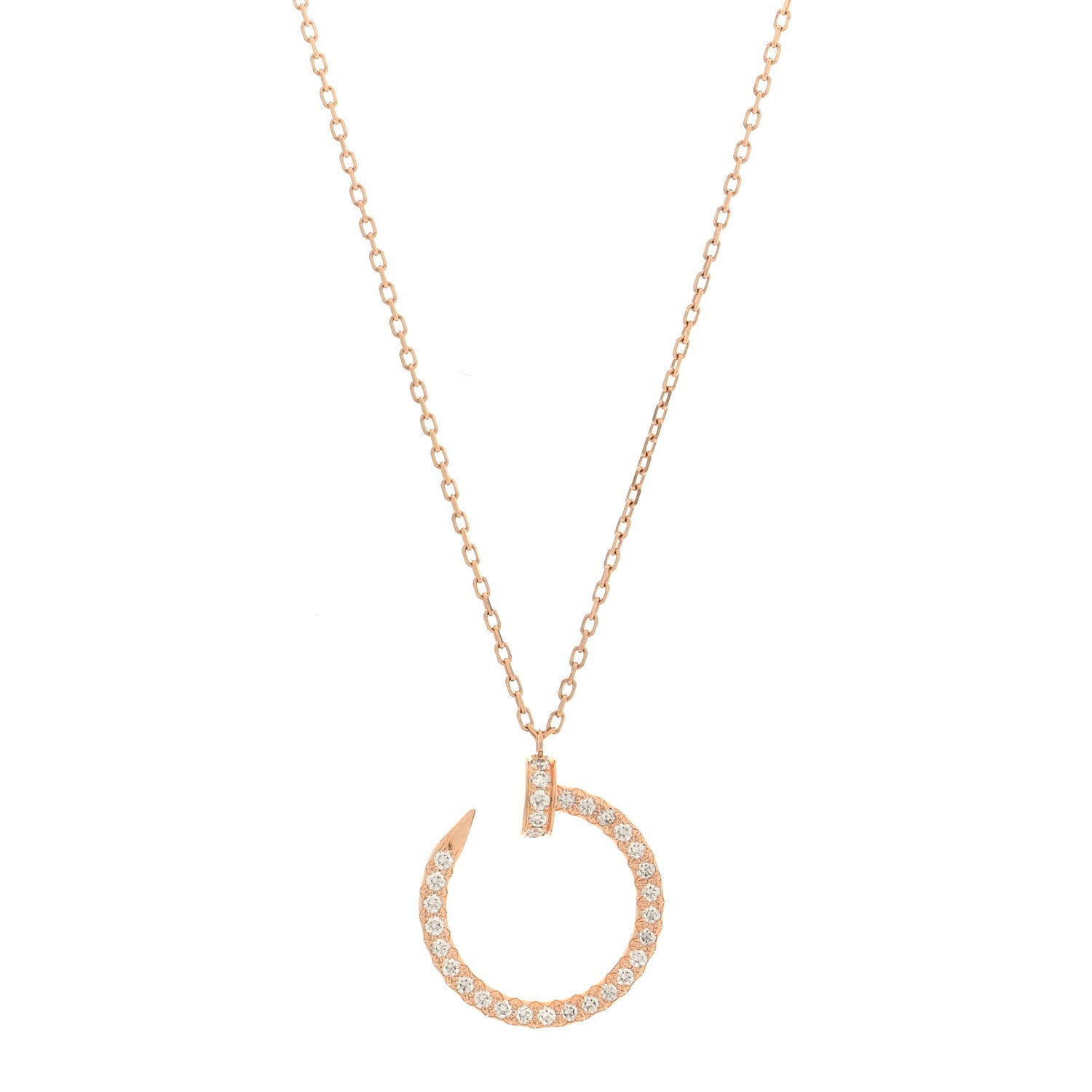 Cartier 18K Pink Gold Diamond Juste Un Clou Paved Pendant Necklace 1 of 4
