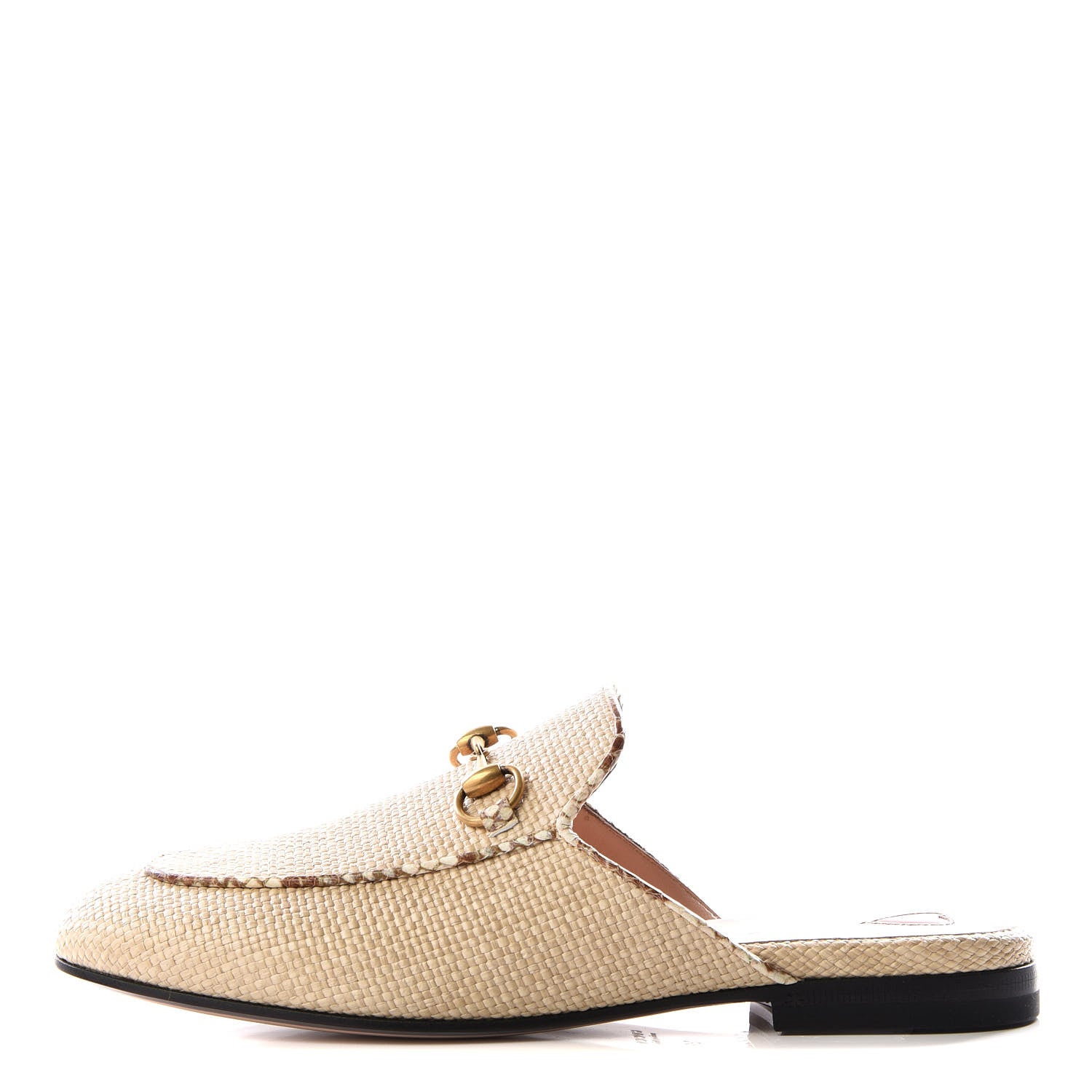 Gucci Straw Elaphe Womens Princetown Slippers 36 Natural Cream Brown 1 of 9