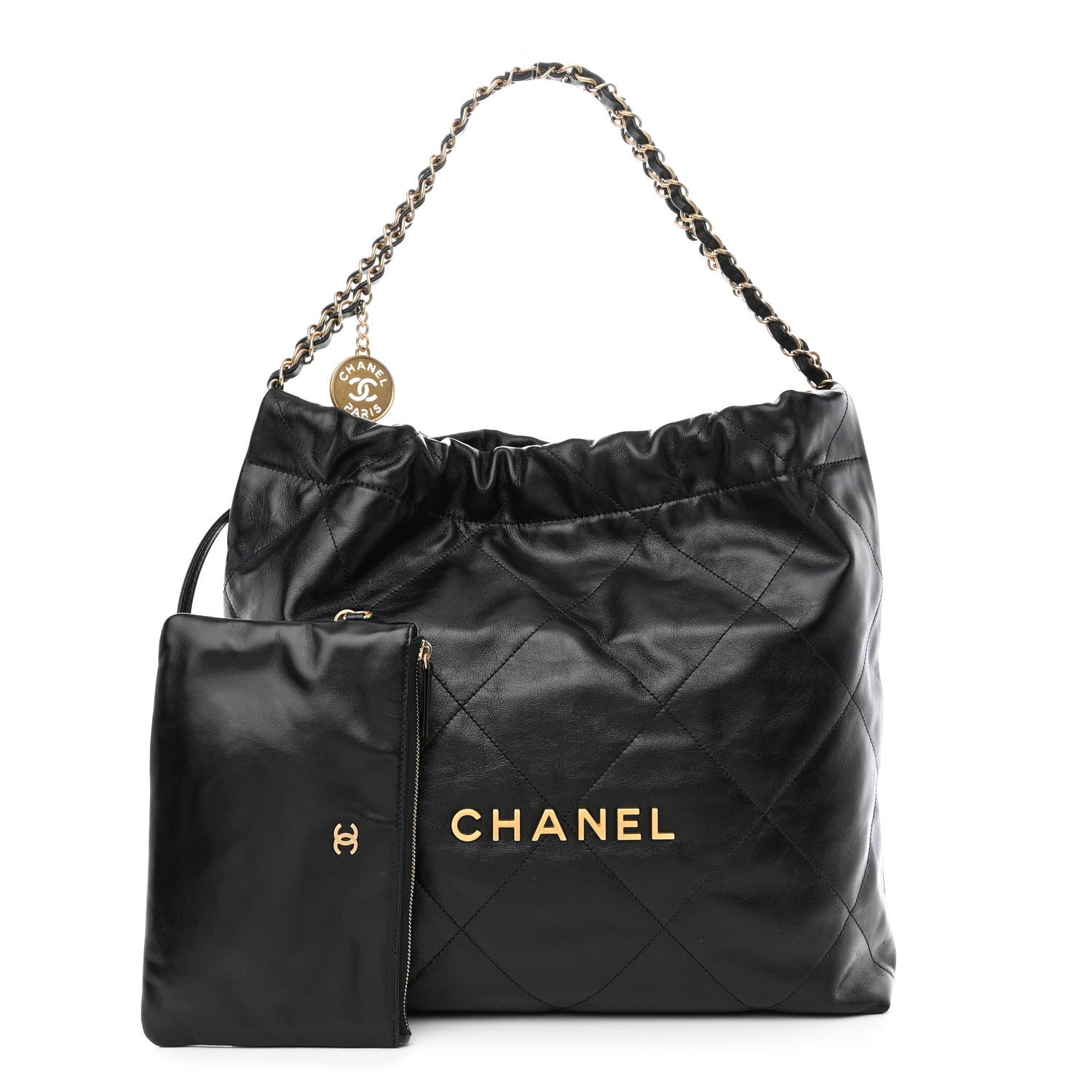 Chanel Shiny Calfskin Quilted Chanel 22 Black 1 of 12