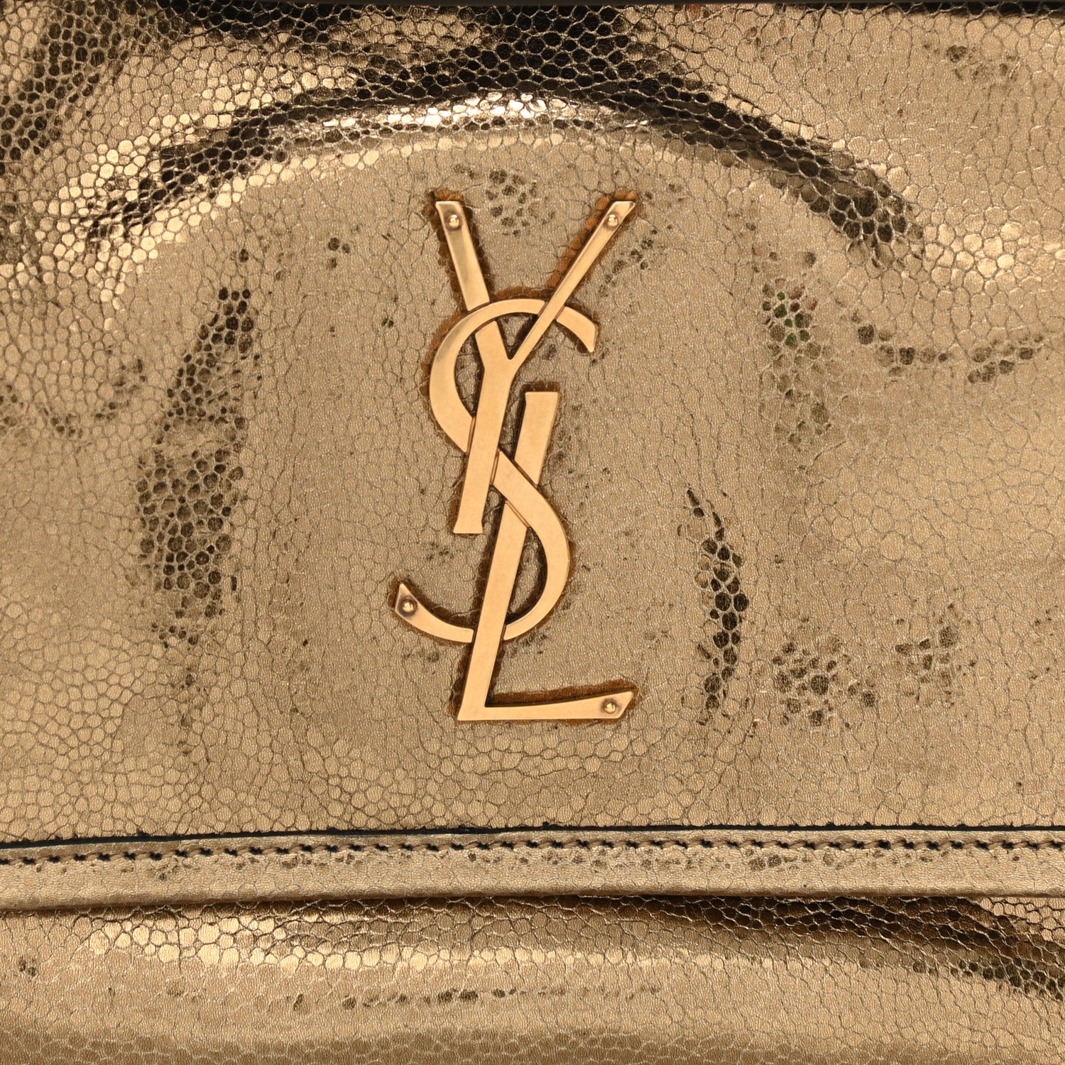 Saint Laurent Metallic Cracked Calfskin Matelasse Monogram Baby Niki Chain Satchel Gold 8 of 10