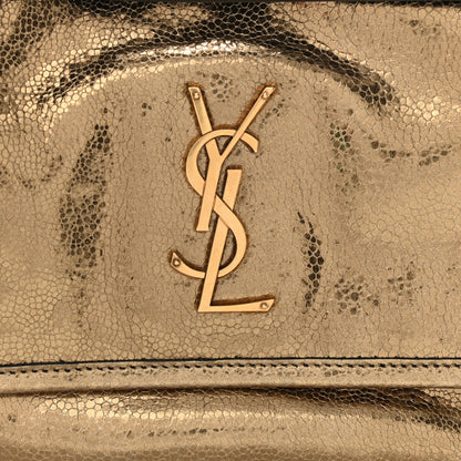 Saint Laurent Metallic Cracked Calfskin Matelasse Monogram Baby Niki Chain Satchel Gold 8 of 10