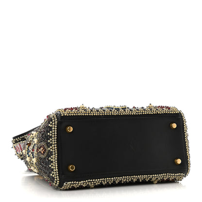 Christian Dior Calfskin Beaded Medium Lady Dior Black Multicolor 4 of 10