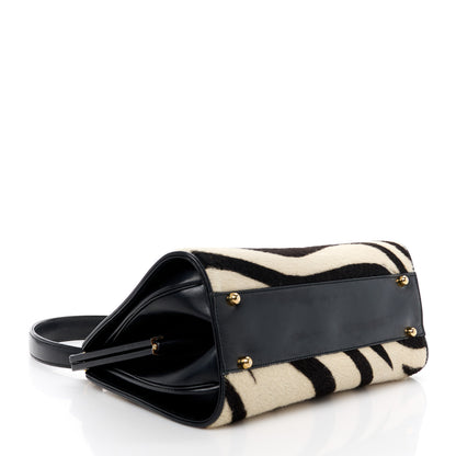 Gucci Calf Hair Top Handle Frame Bag Black White 4 of 13