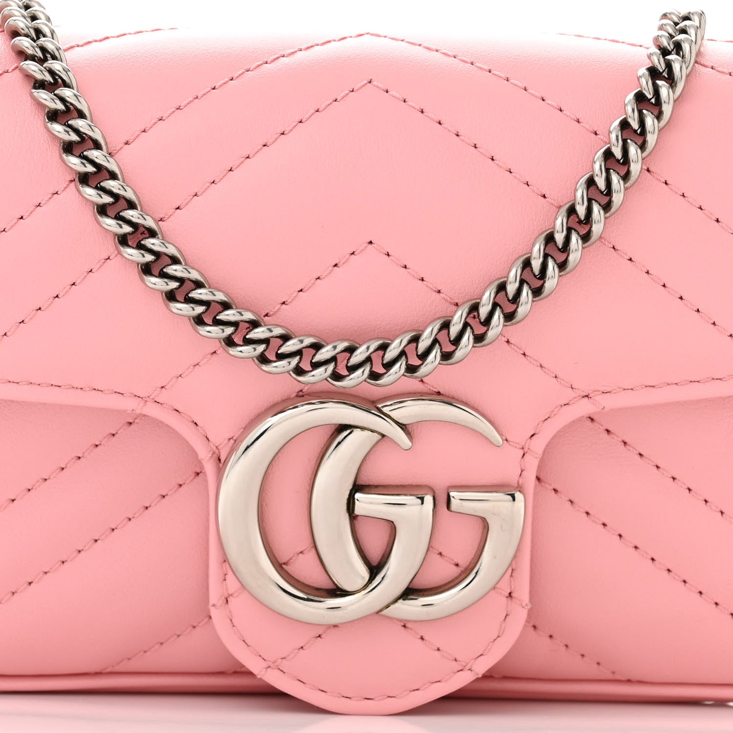 Gucci Calfskin Matelasse Super Mini GG Marmont Shoulder Bag Wild Rose 8 of 11