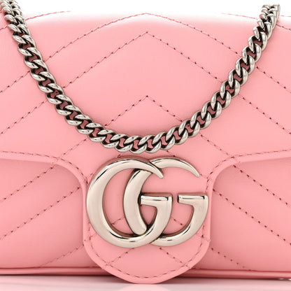 Gucci Calfskin Matelasse Super Mini GG Marmont Shoulder Bag Wild Rose 8 of 11