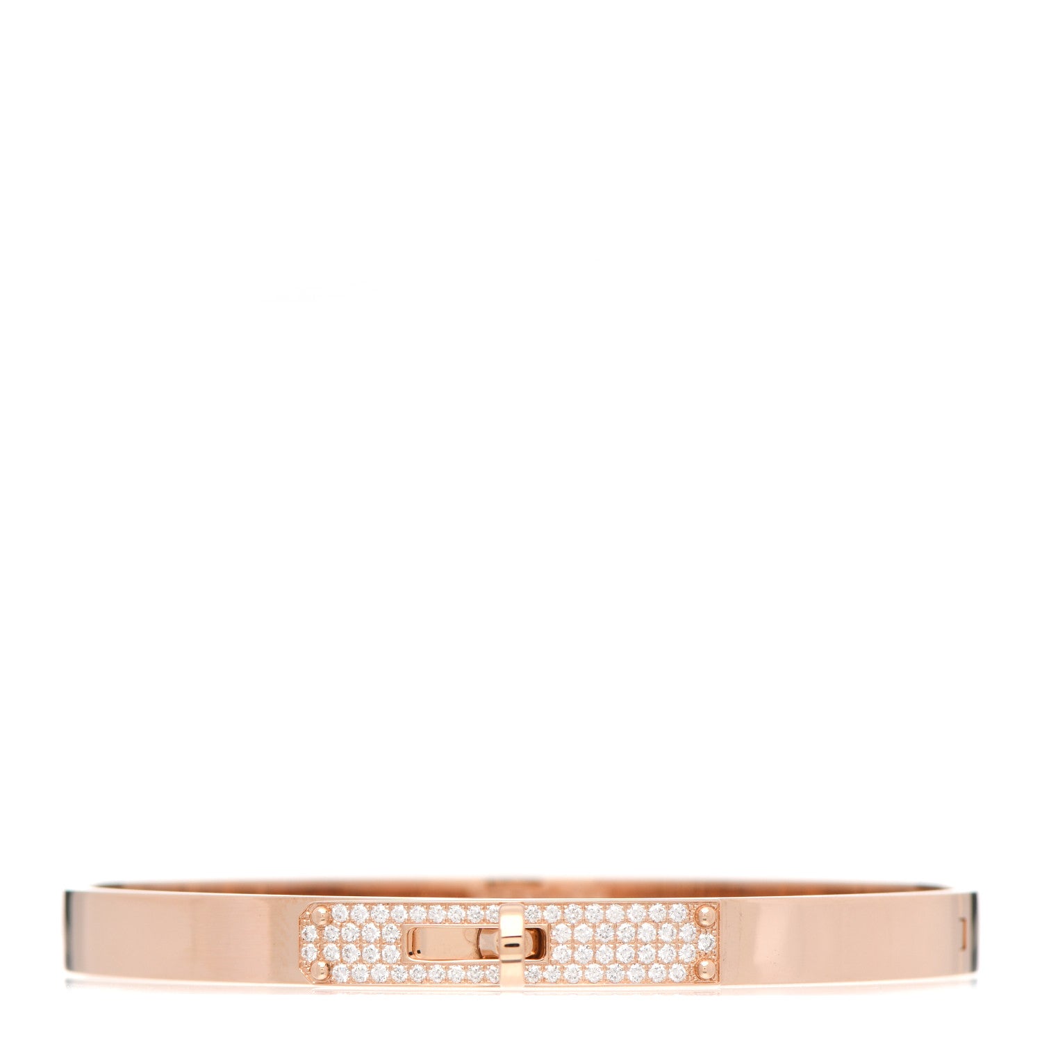Hermes 18K Rose Gold Diamond PM Kelly Pave Bracelet SH 1 of 5