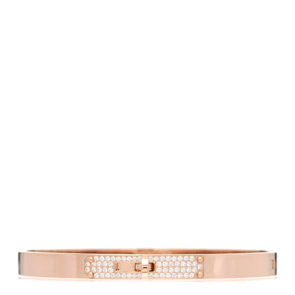 Hermes 18K Rose Gold Diamond PM Kelly Pave Bracelet SH 1 of 5