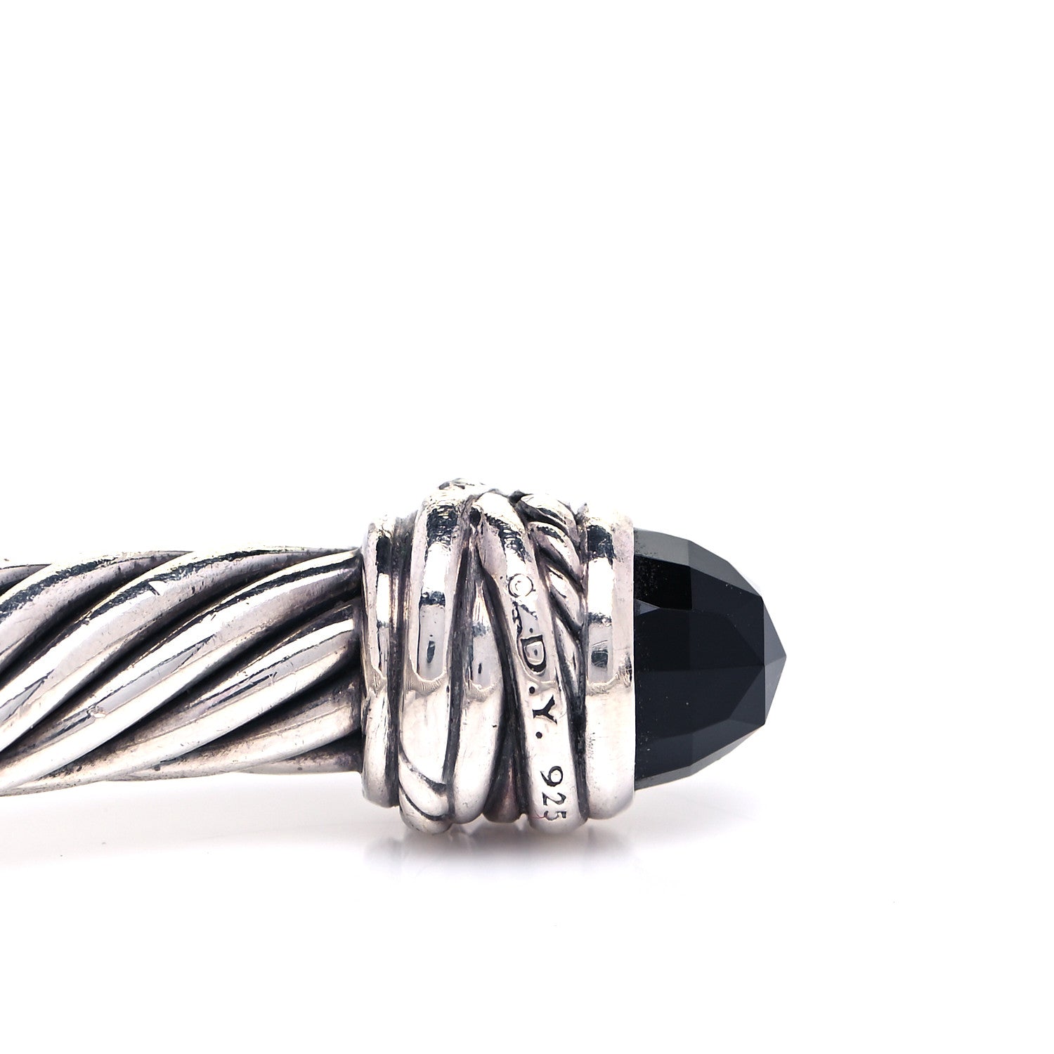 David Yurman Sterling Silver Diamond Black Onyx 7mm Cable Classics Crossover Bracelet 4 of 4