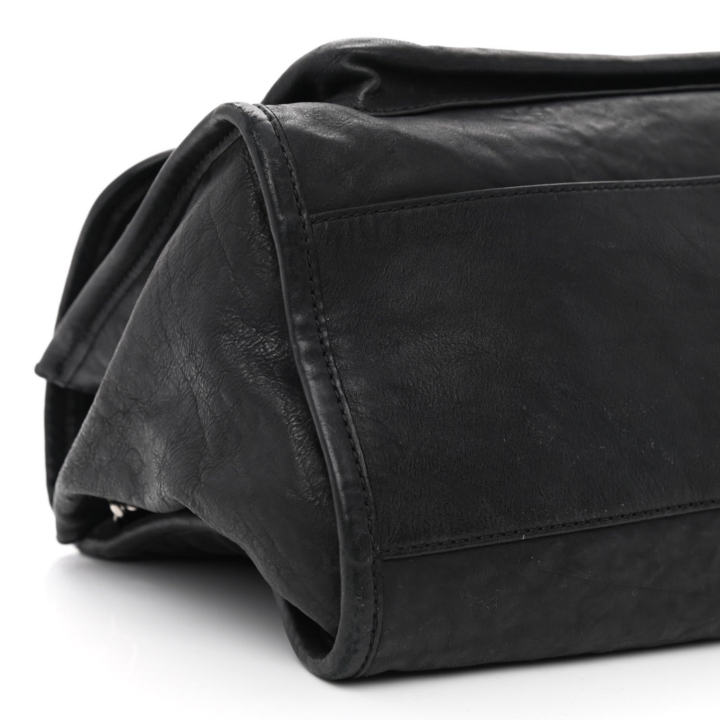 Washed Lambskin Accordion Flap Black