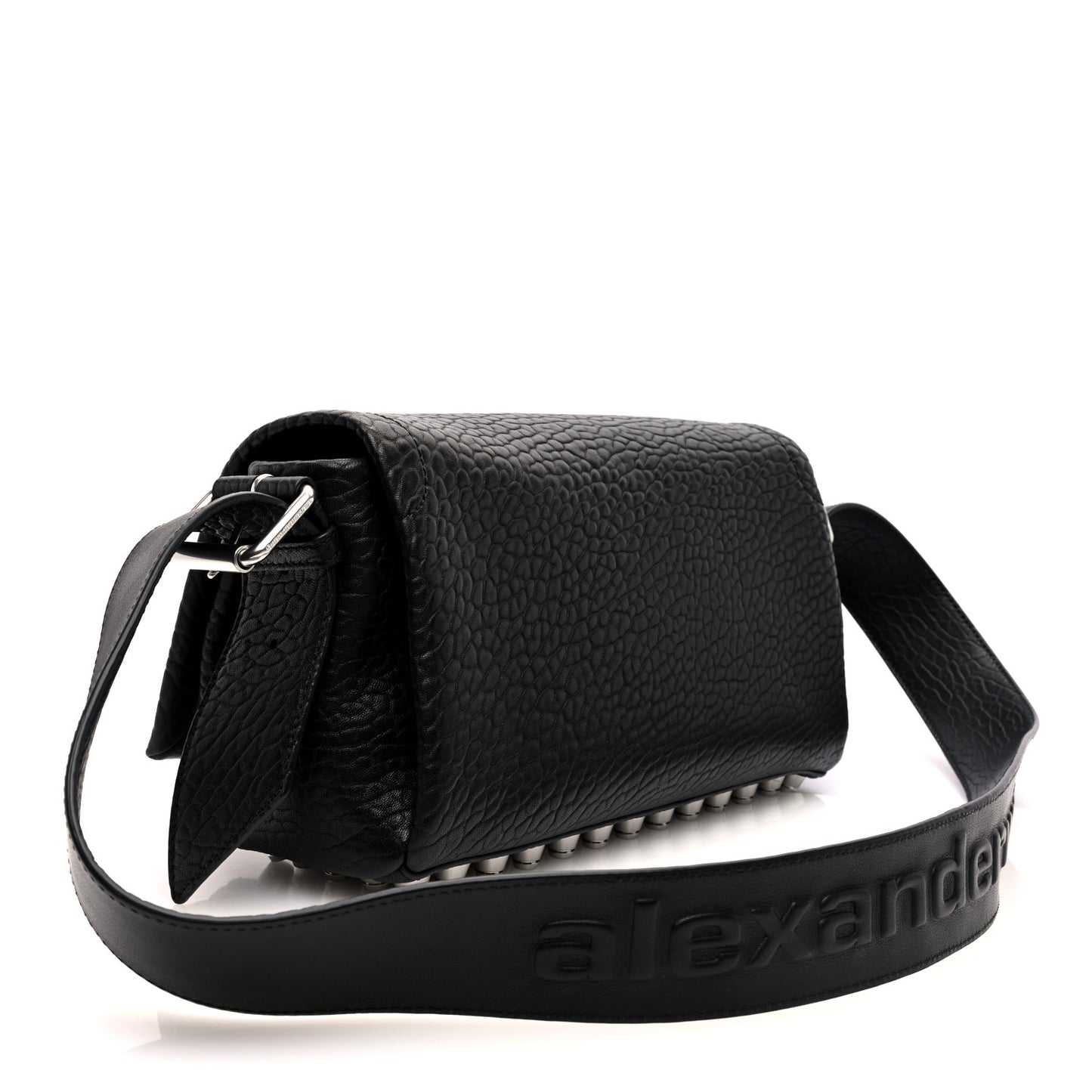 Pebbled Lambskin Medium Ricco Flap Bag Black