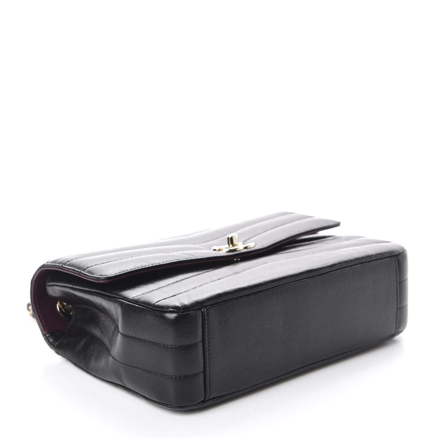 Shiny Lambskin Chevron Quilted Miroir Black