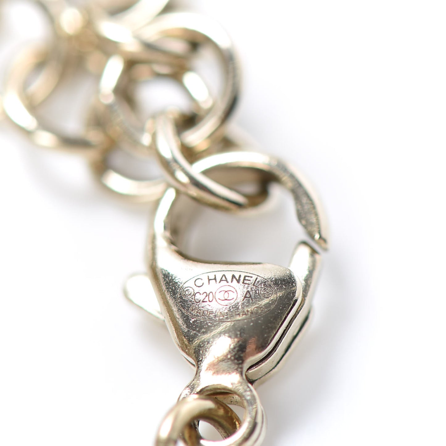 Crystal Pearl CC Bracelet Gold