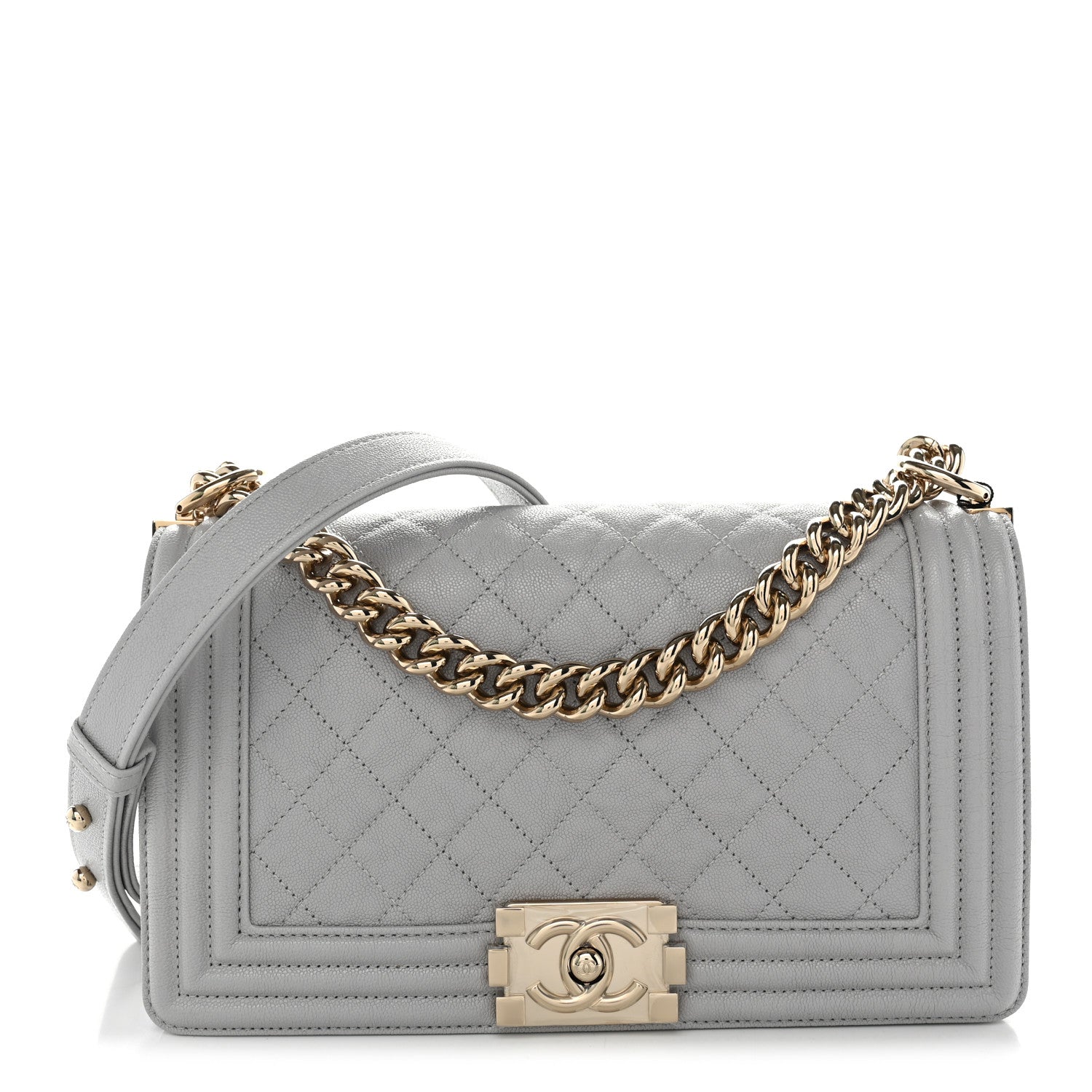 Chanel Caviar Quilted Medium Boy Flap Light Grey 1 of 11