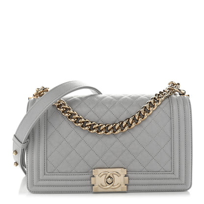 Chanel Caviar Quilted Medium Boy Flap Light Grey 1 of 11