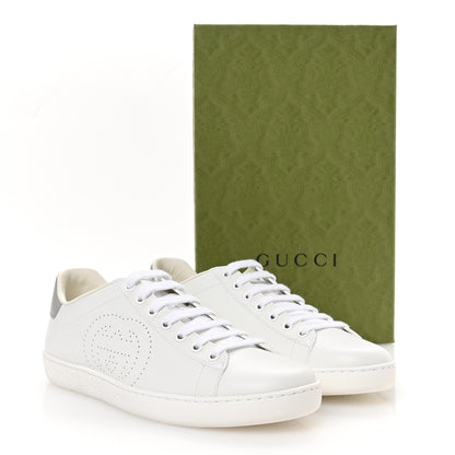 Gucci Calfskin Interlocking G Perforated Womens Ace Sneakers 38.5 White Grey Sky 9 of 9