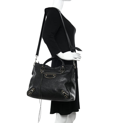 Balenciaga Chevre Gold Metallic Edge Hardware Velo Black 2 of 13