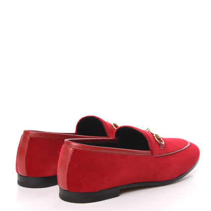 Gucci Velvet Horsebit Womens Jordaan Loafers 38 Hibiscus Red 4 of 10