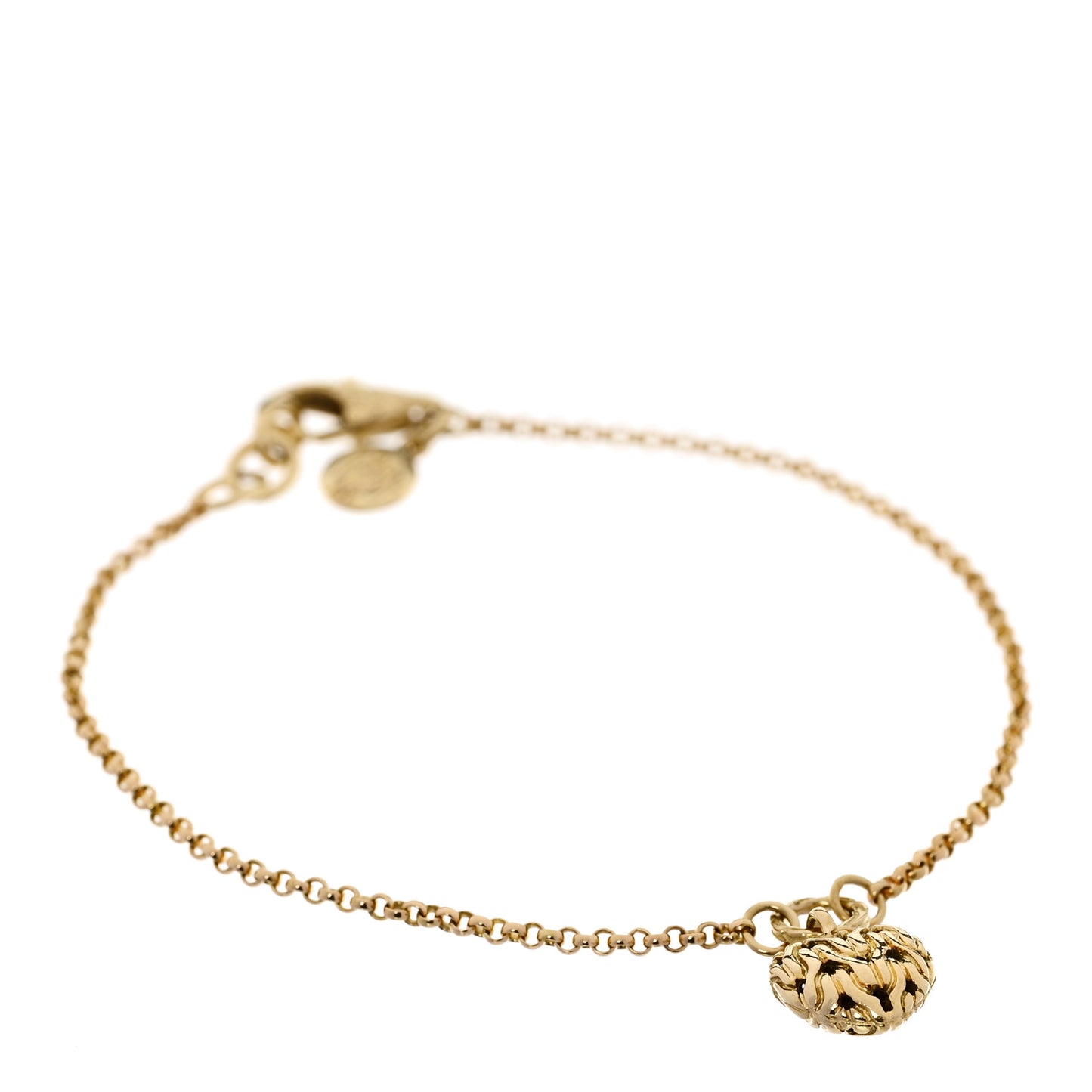18K Yellow Gold Classic Chain Heart Charm Bracelet