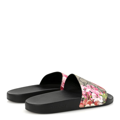 Gucci GG Supreme Monogram Blooms Slide Sandals 38 Beige Multicolor 5 of 8