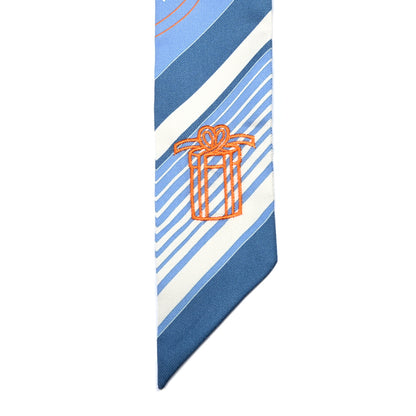 Hermes Silk Ex-Libris Sticker Twilly Bleu Moyen Jaune Vif 5 of 5