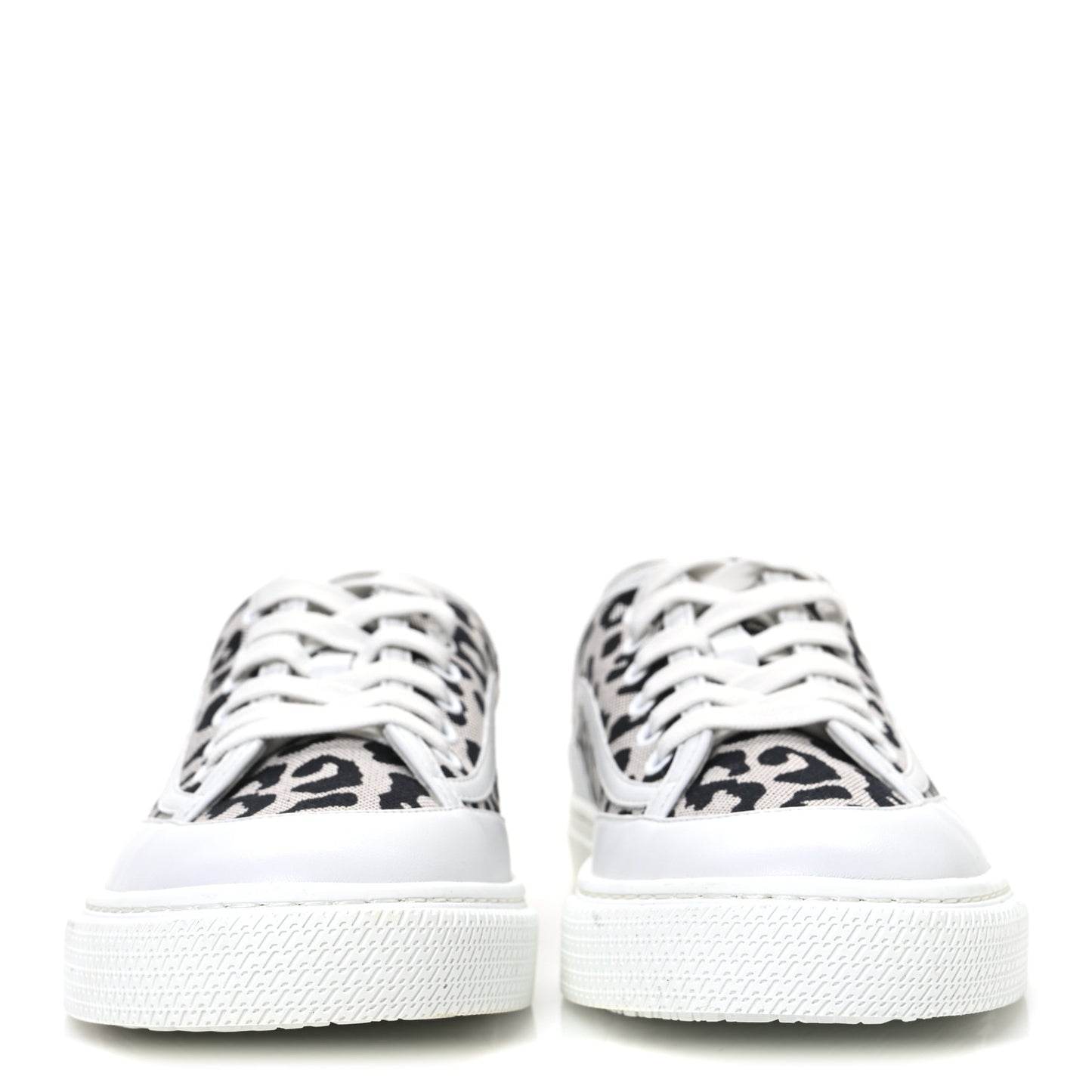 Canvas Calfskin Leopard Get Sneakers 36.5 Prunoir White