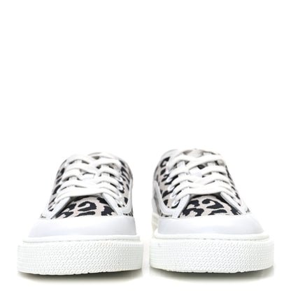 Hermes Canvas Calfskin Leopard Get Sneakers 36.5 Prunoir White 3 of 10