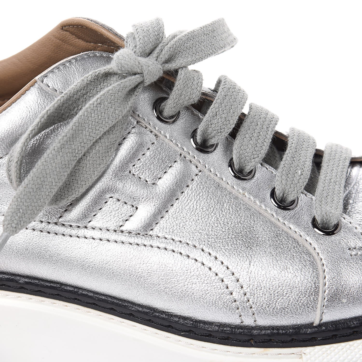 Hermes Metallic Nappa Polo Sneakers 35.5 Argent Black 10 of 14