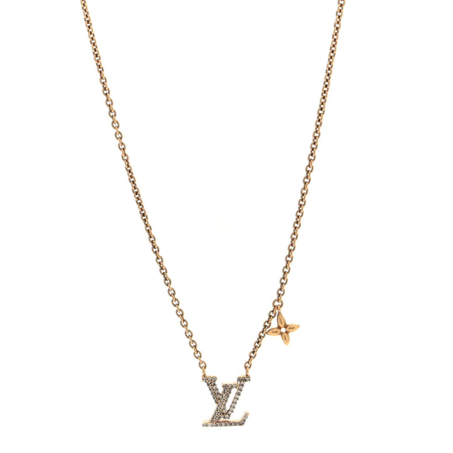 Metal Crystal LV Iconic Necklace Gold