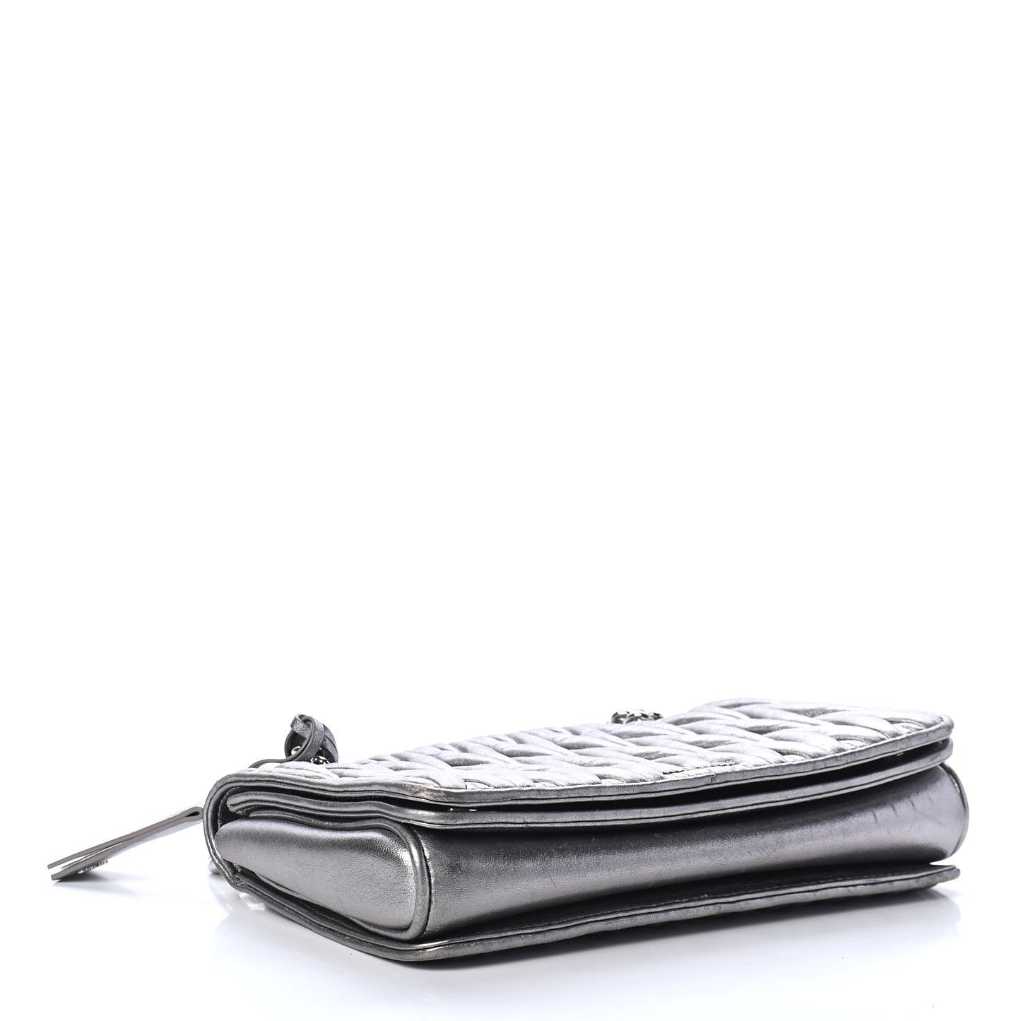 Metallic Nappa Matelasse Flap Cromo