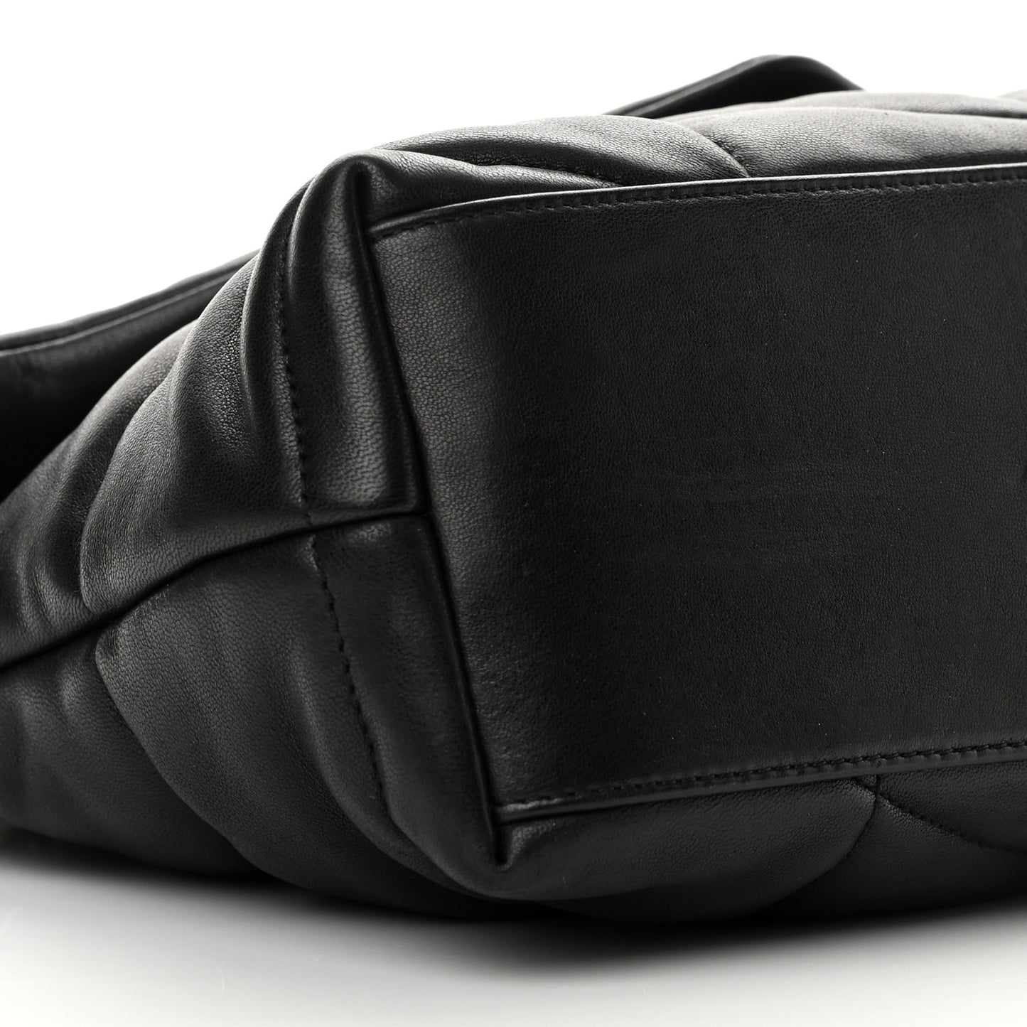 Lambskin Quilted Small Loulou Puffer Monogram Chain Satchel Black