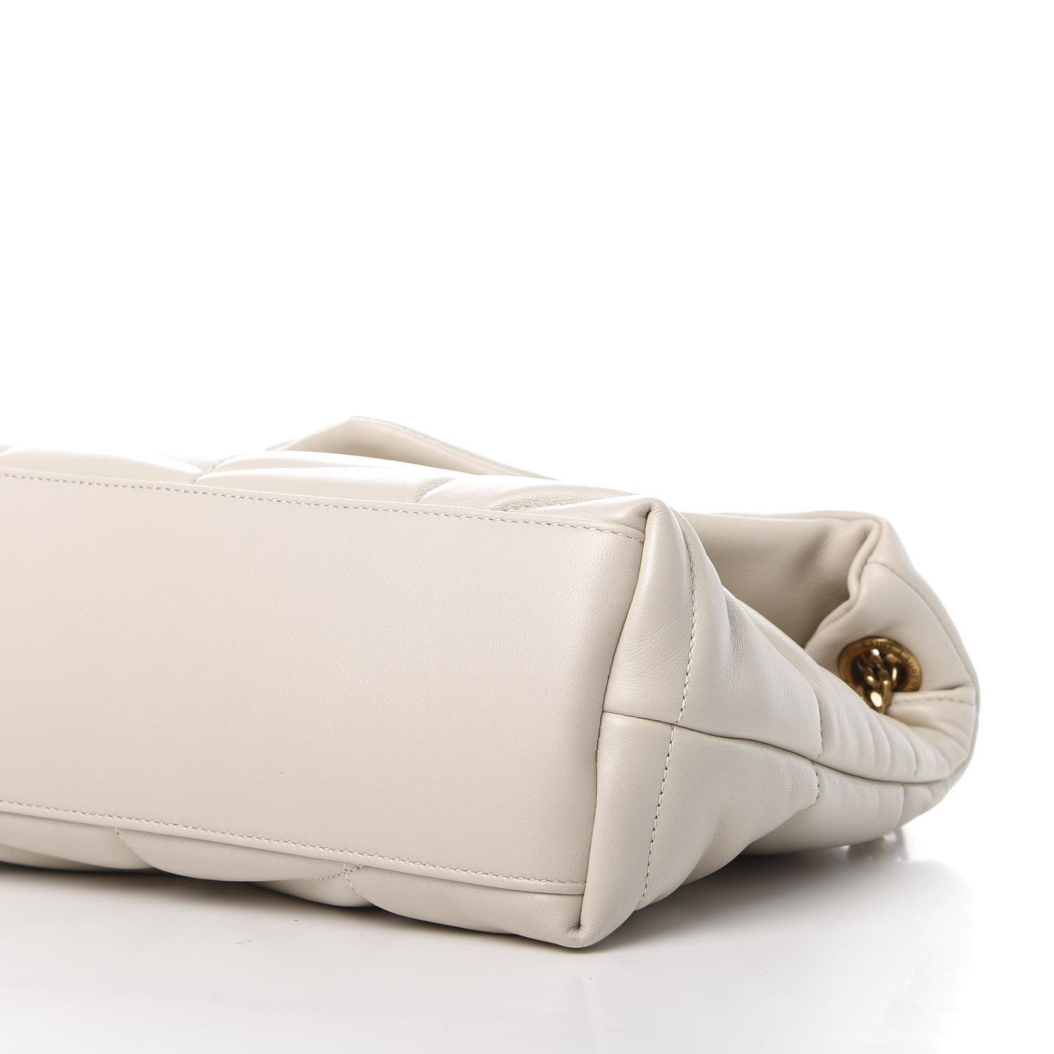 Saint Laurent Lambskin Quilted Small Loulou Puffer Monogram Chain Satchel Blanc Vintage 11 of 12