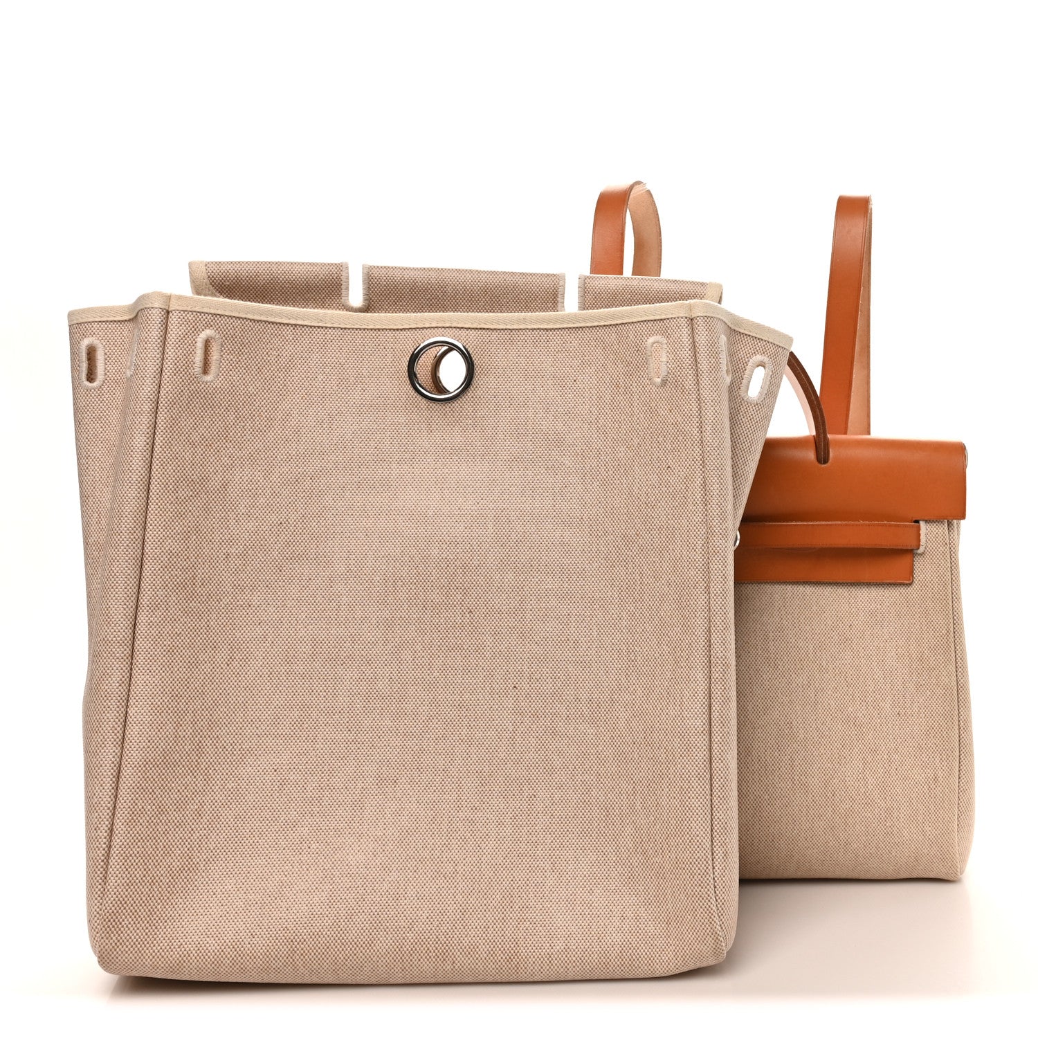 Hermes Toile Vache Calfskin Herbag 30 PM Backpack Natural 2 of 10