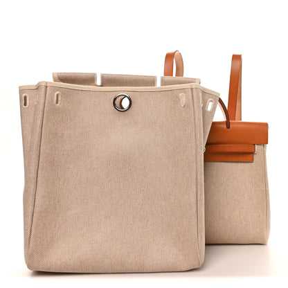 Hermes Toile Vache Calfskin Herbag 30 PM Backpack Natural 2 of 10
