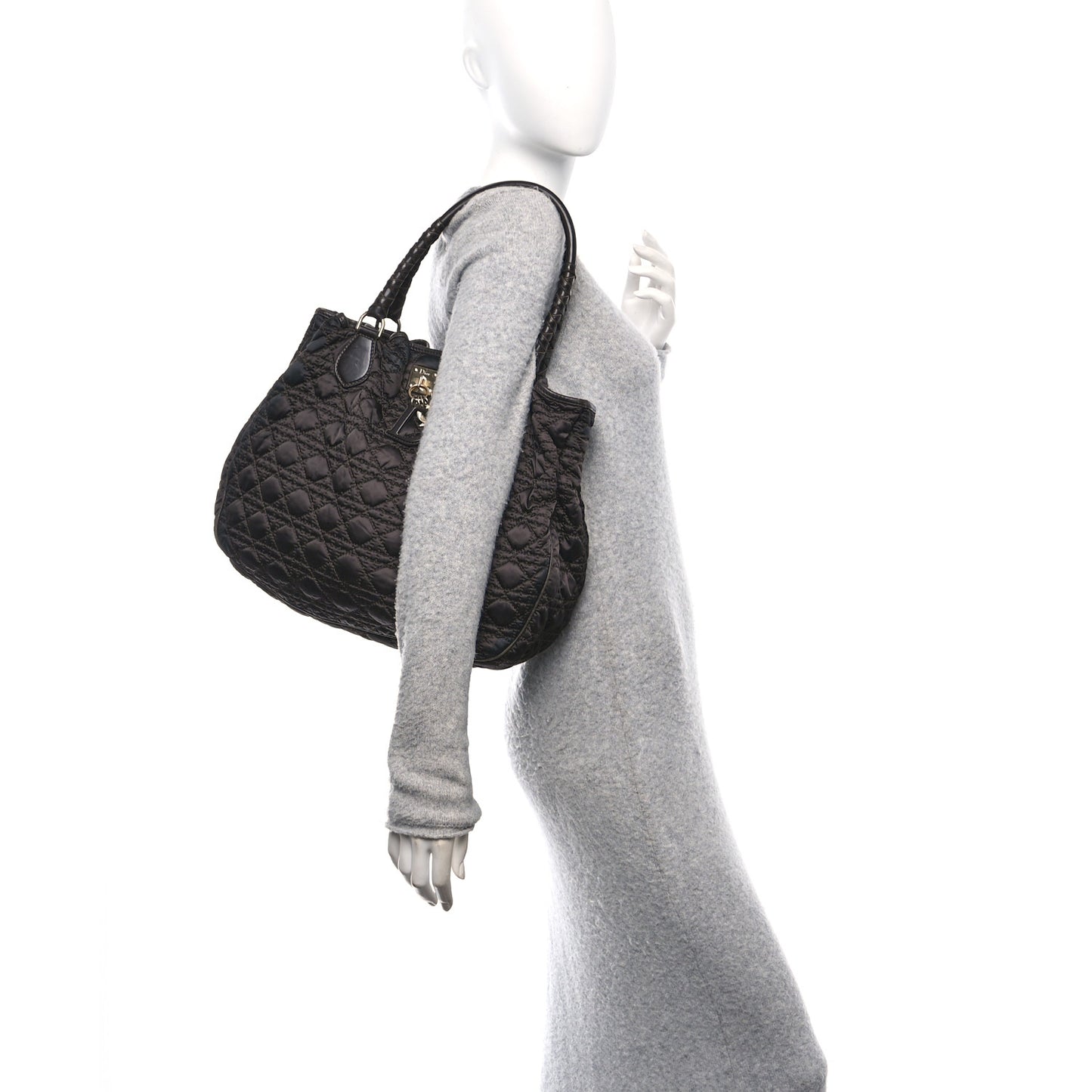 Nylon Cannage Medium Lovely Tote Brown