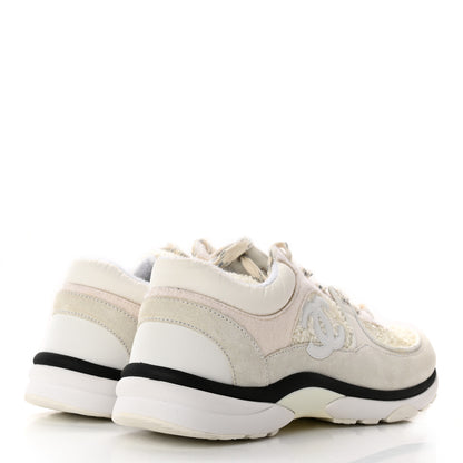 Chanel Velour Tweed CC Sneakers 40 White 4 of 14