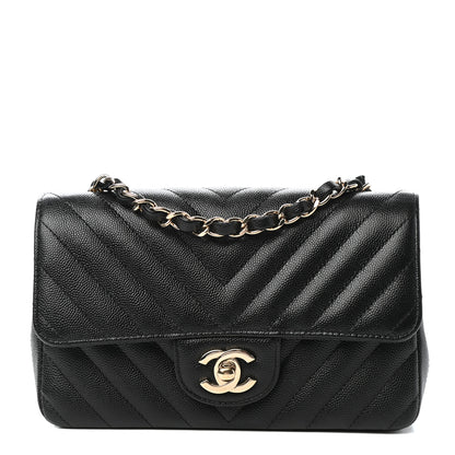Chanel Caviar Chevron Quilted Mini Rectangular Flap Black 1 of 12