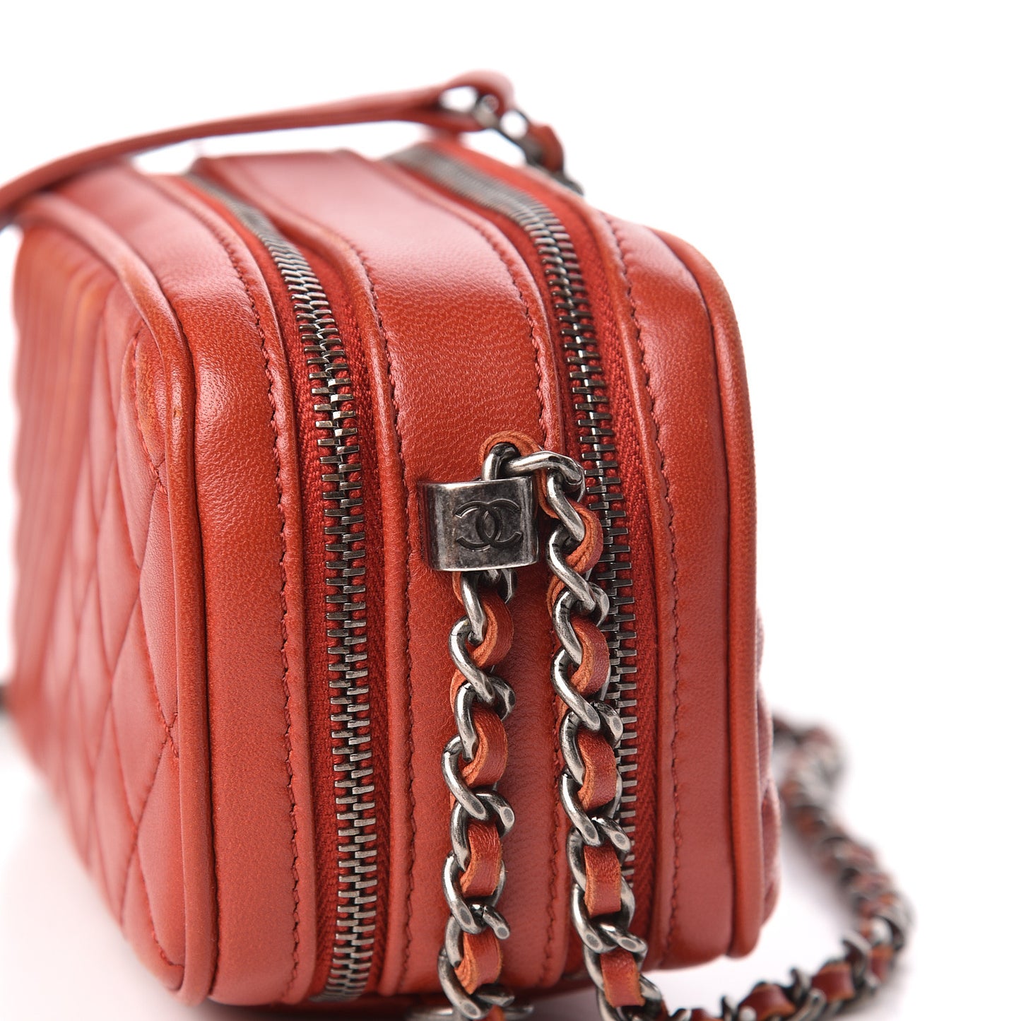 Lambskin Quilted Mini Coco Boy Camera Case Red