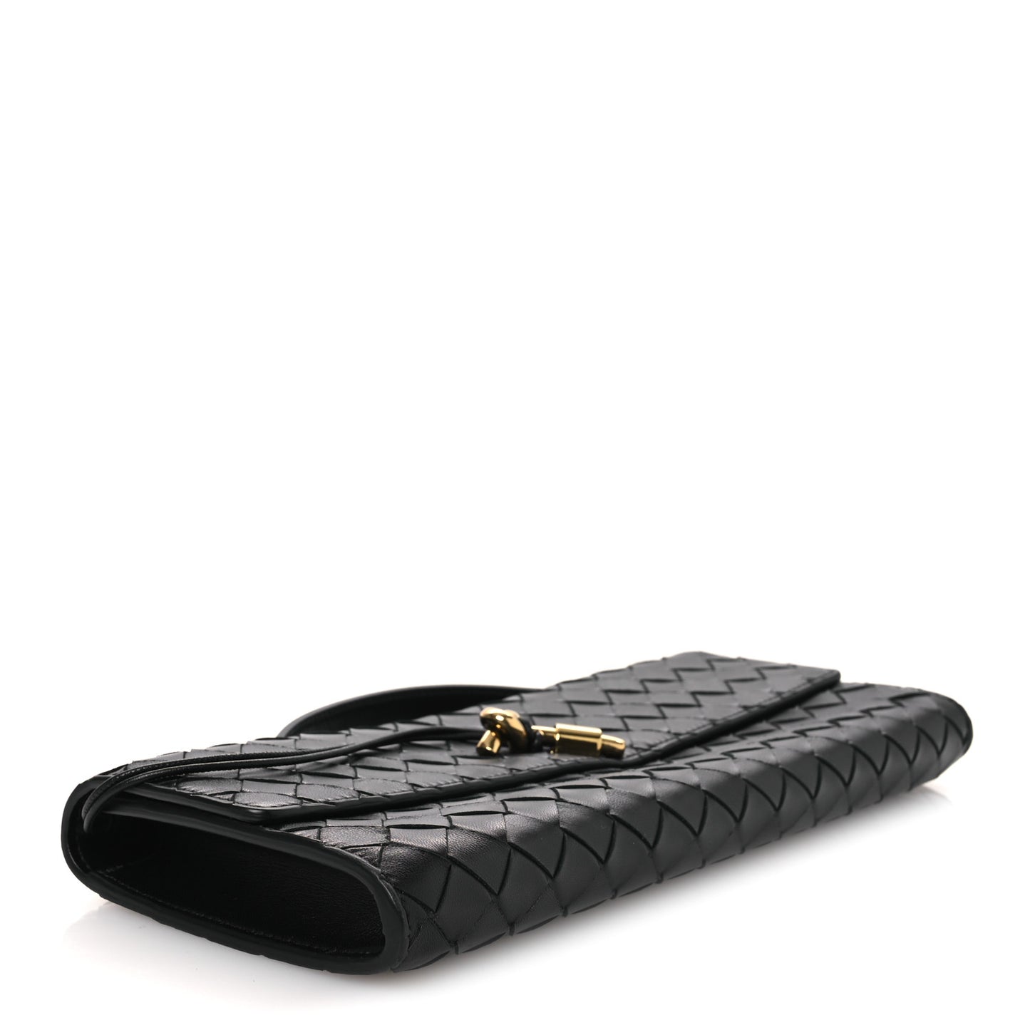 Nappa Intrecciato Long Andiamo Top Handle Clutch Black