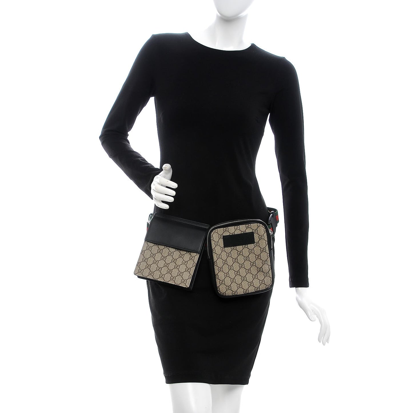 GG Supreme Monogram Web Belt Bag Black