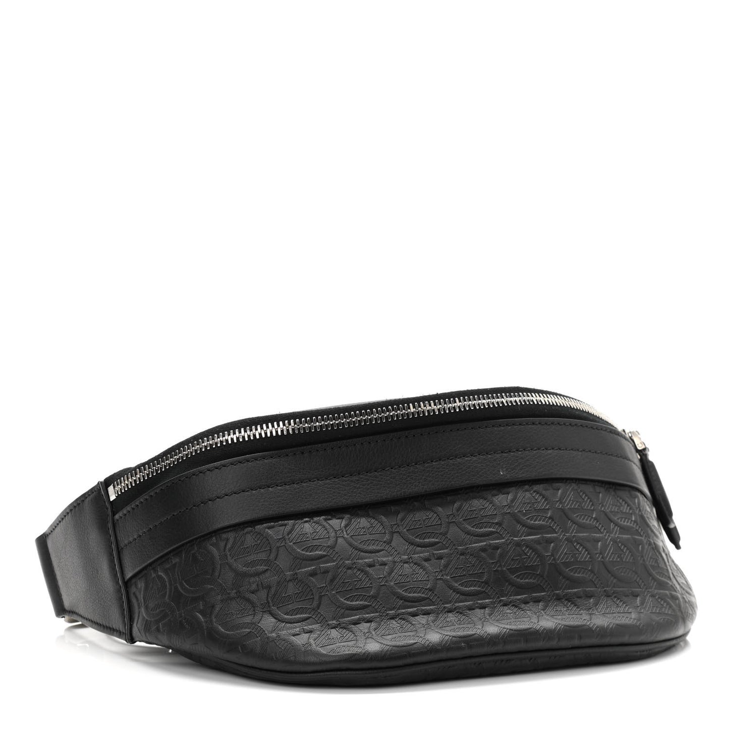 Hammered Calfskin Gancini Waist Bag Black