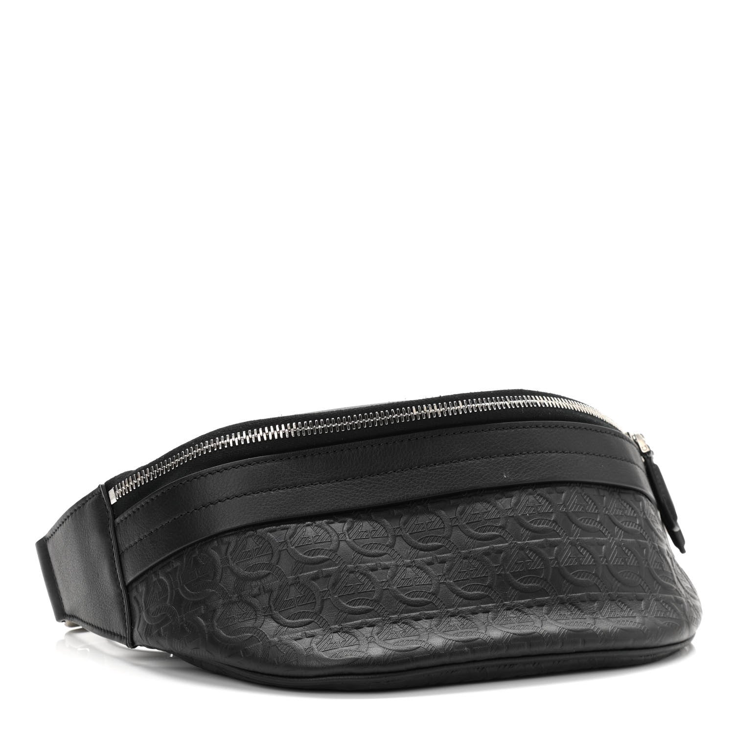 Salvatore Ferragamo Hammered Calfskin Gancini Waist Bag Black 3 of 9