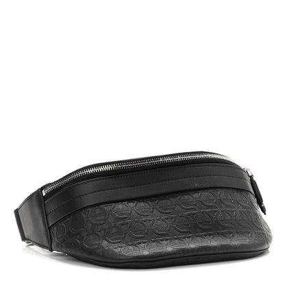 Salvatore Ferragamo Hammered Calfskin Gancini Waist Bag Black 3 of 9