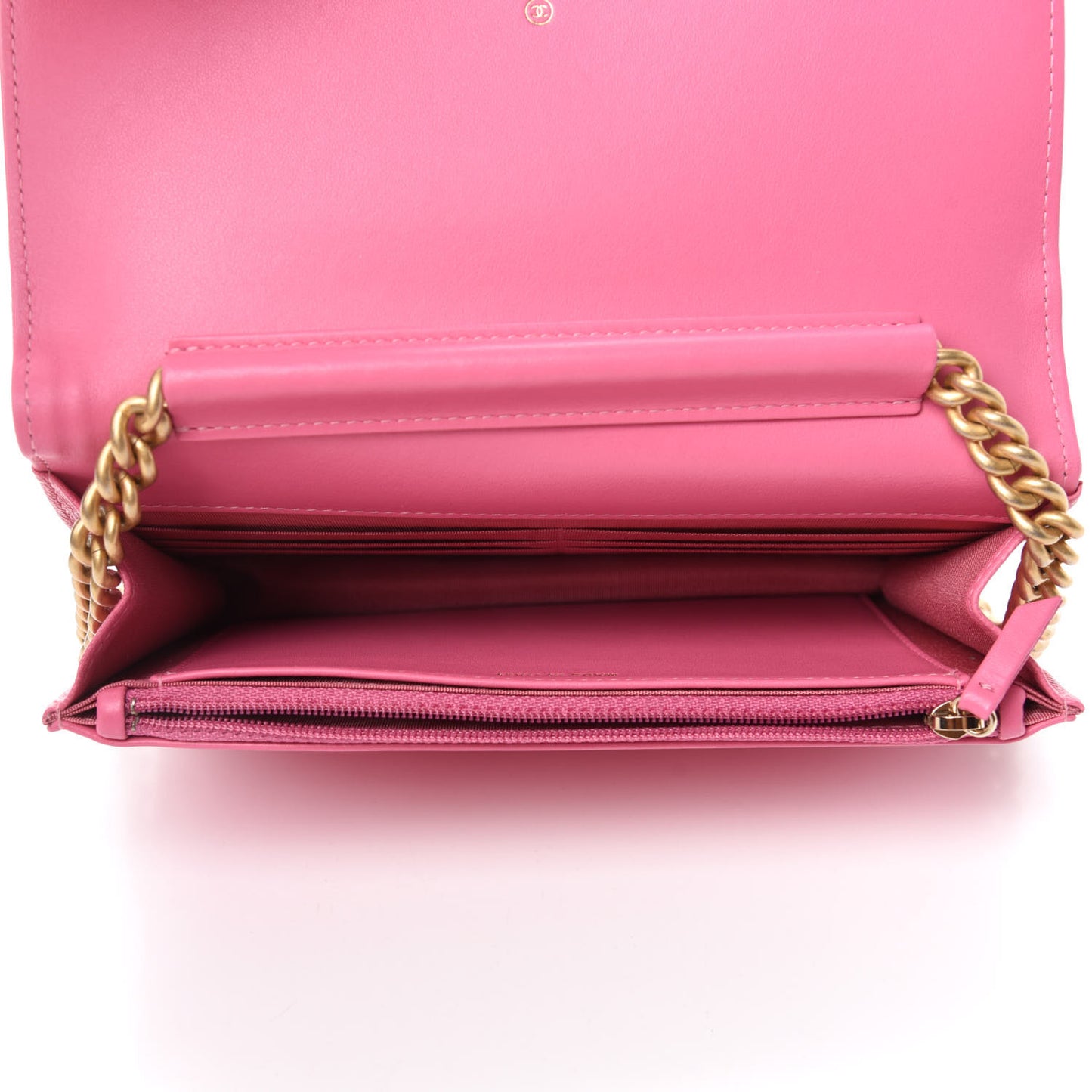 Caviar Quilted Boy Wallet On Chain WOC Pink