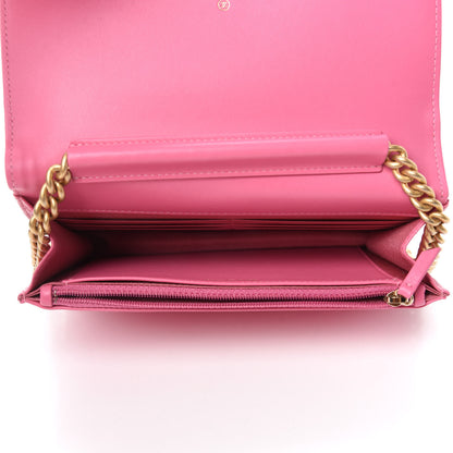 Chanel Caviar Quilted Boy Wallet On Chain WOC Pink 5 of 13