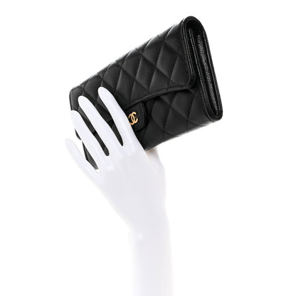 Chanel Caviar Quilted Large Gusset Flap Wallet Black 2 of 9